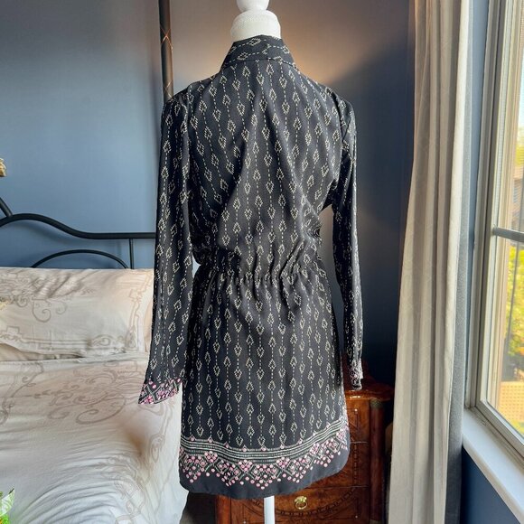 Womens Casual Bohemian  Print Long Sleeved Dress - Picture 4 of 10